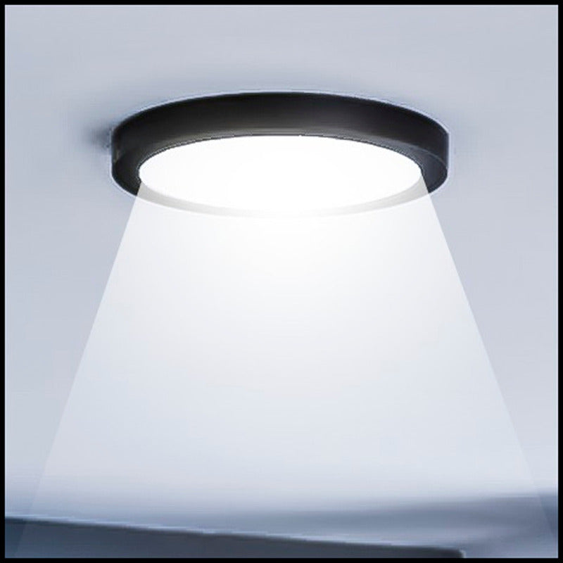 10 Foco Plafon Sobrepuesto Redondo 12w Luz Fria Borde Negro