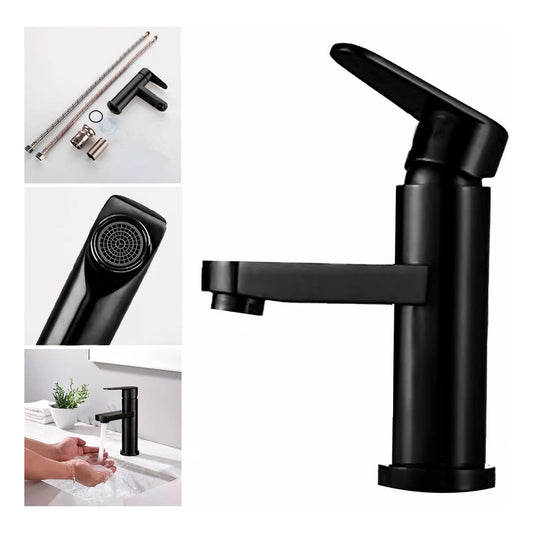 Llave Monomando Grifo Lavamanos Clasica Acero Inoxidable Negro