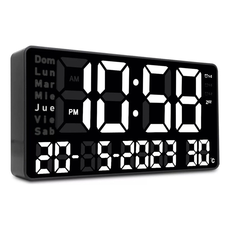 Reloj De Pared Digital Con Dia Fecha Hora y Led Blanca