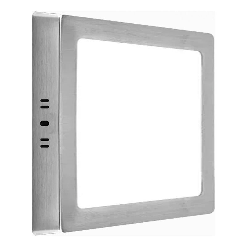 3 Foco Plafon Led Cuadrado Sobrepuesto 18w Luz Fria Niquel