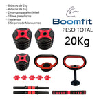 Kit Mancuernas Profesional 20kg Kettlebell Barra Gym