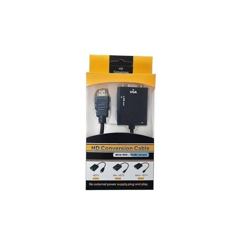 Adaptador Hdmi A Vga Audio 1080p Full Hd Con Cable Auxiliar