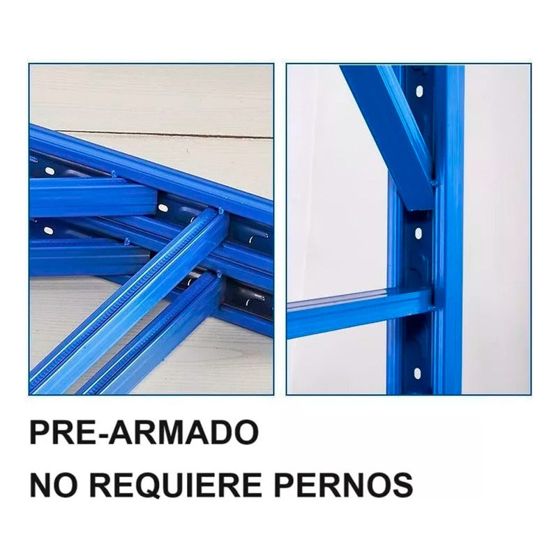 Pack 2 Estante Metálico Rack 200x200x60cm Sin Pernos 800kg
