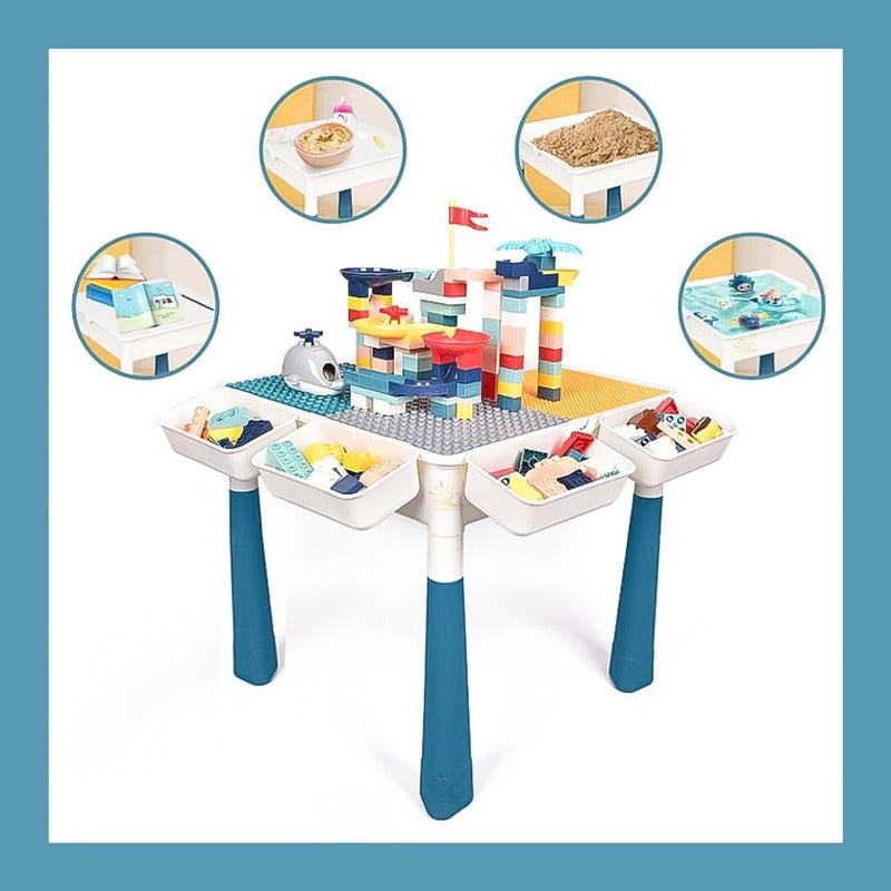 Mesa De Bloques Didactica Construccion 200 Pcs Y 2 Sillas