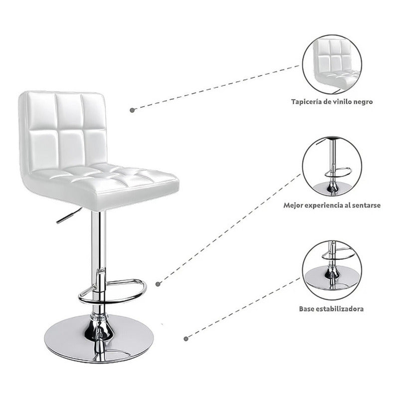 Silla Piso Bar Taburete Respaldo Ecocuero Altura Acolchados