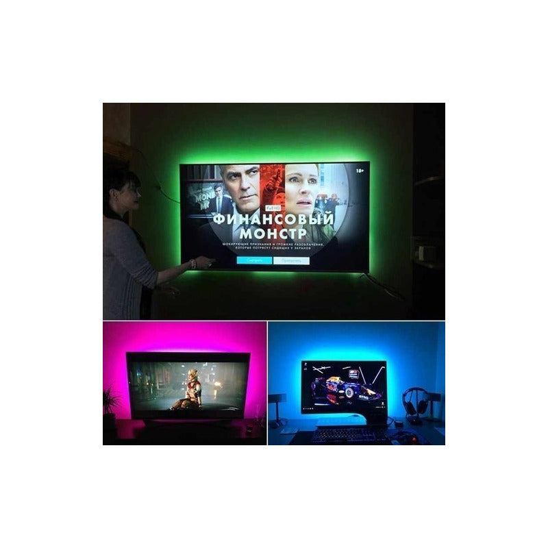 Cintas Led Colores 5050 Control Rgb 5m Versión Adhesiva