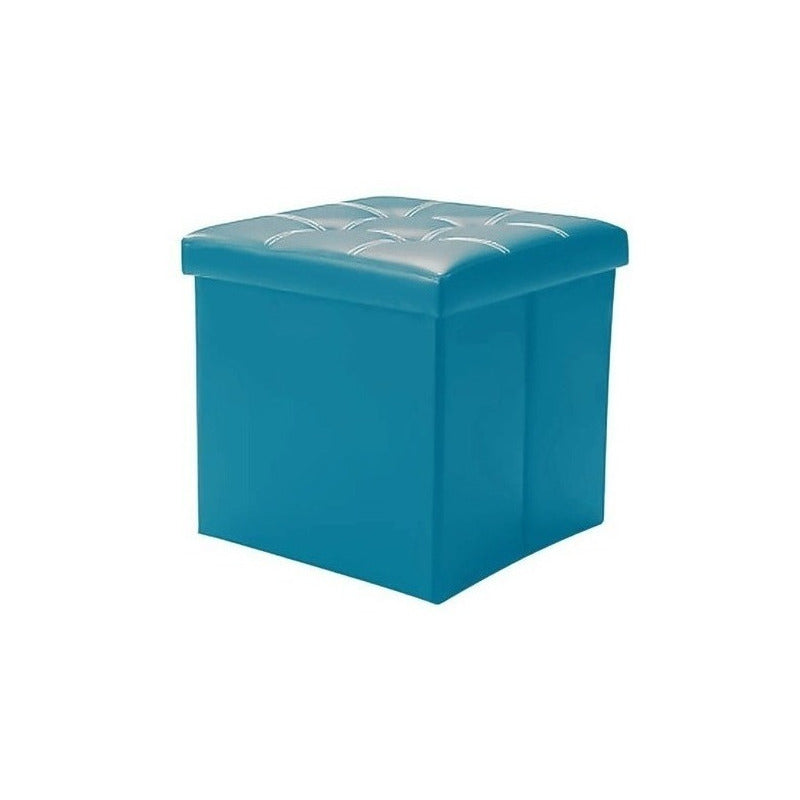 Puff Baul Silla Ecocuero Plegable Organizador 38cm X 38cm