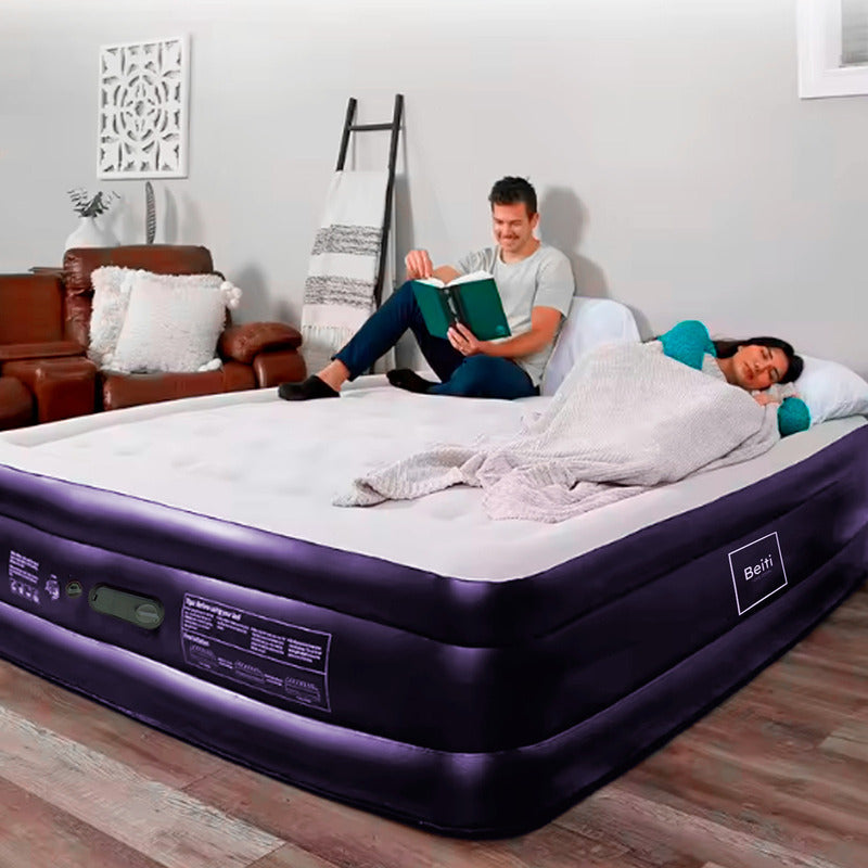 Colchon Cama Inflable Electrico Camping Glamping 2 plazas 45cm