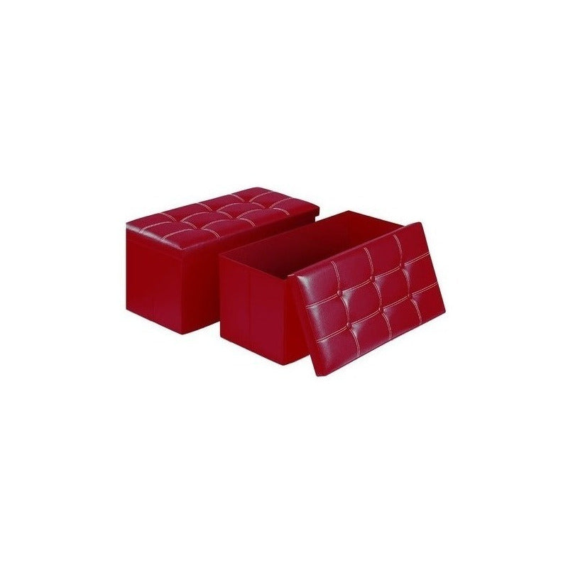 Puff Baul Silla Plegable Ecocuero Organizador 38cm X 76cm