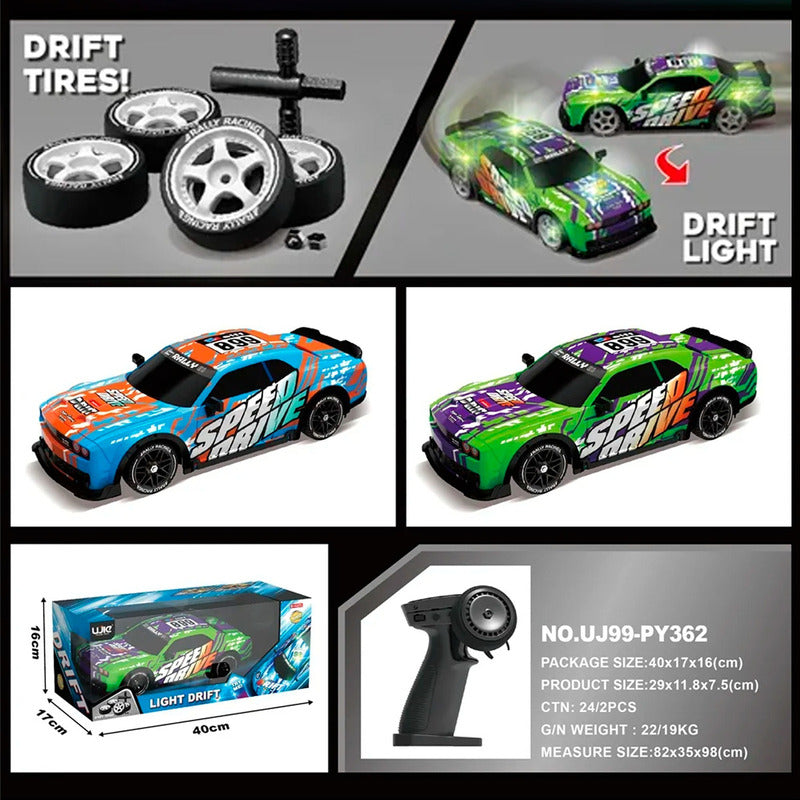 Auto Drift 4x4 C/r Luces Neumáticos Y Frenos De Repuestos