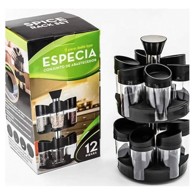 Especiero Condimenteros 2 Niveles Set 12 Envases Giratorio