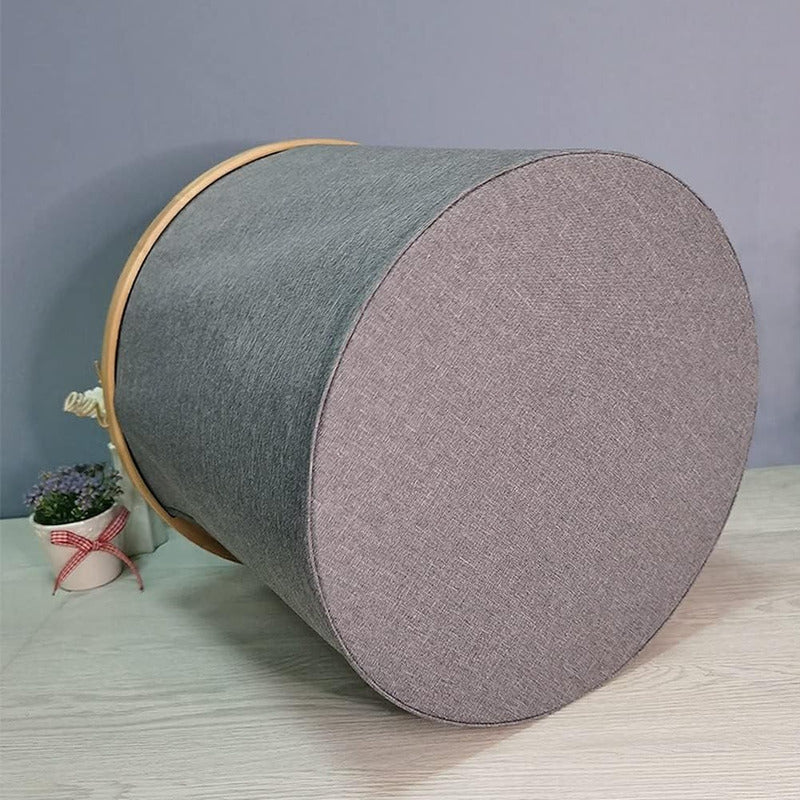 Cesto Canasto Ropa Sucia Plegable Borde Madera Con Tapa