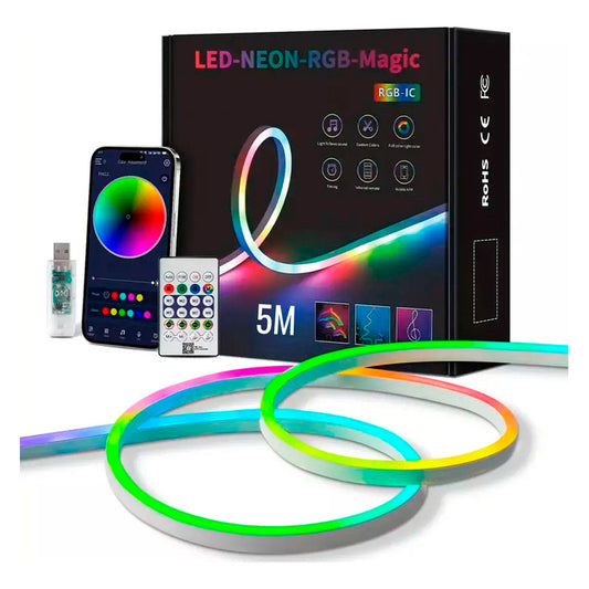 Cinta Tira Luz Led Rgb Neon Flex Bluetooth Usb 5mtr Control