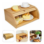 Panera De Bambu Madera 40x28cm Tortera Con Tapa Enrolable