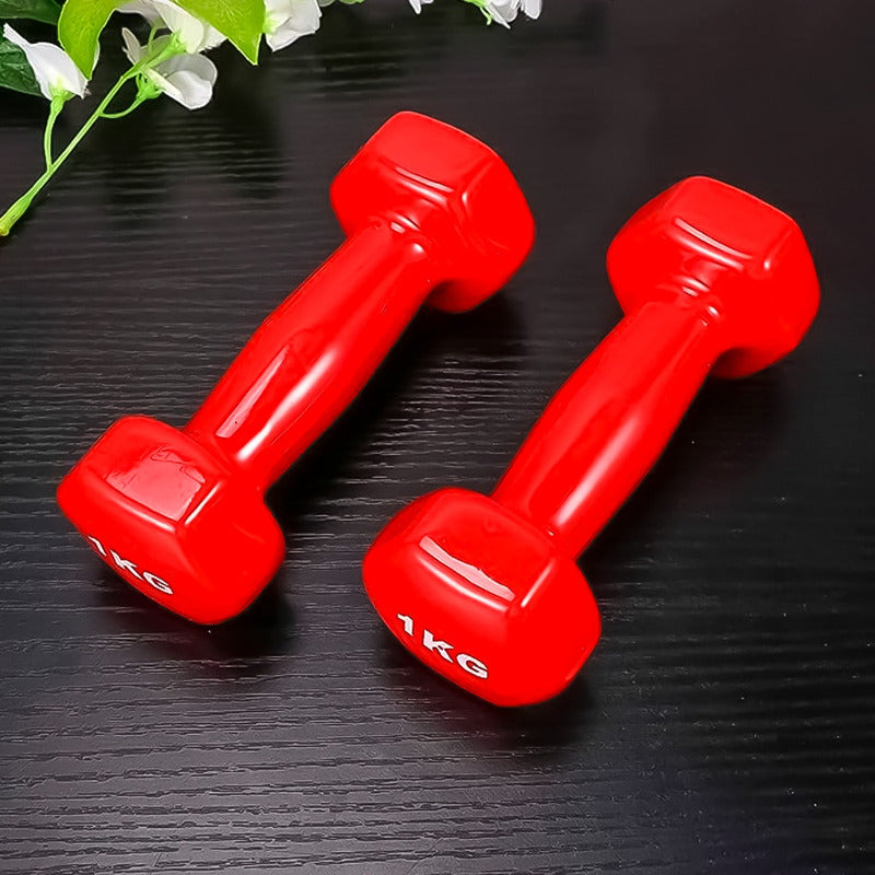 Pesa Mancuerna 1kg Antideslizantes Vinilo Fitness Ejercicios