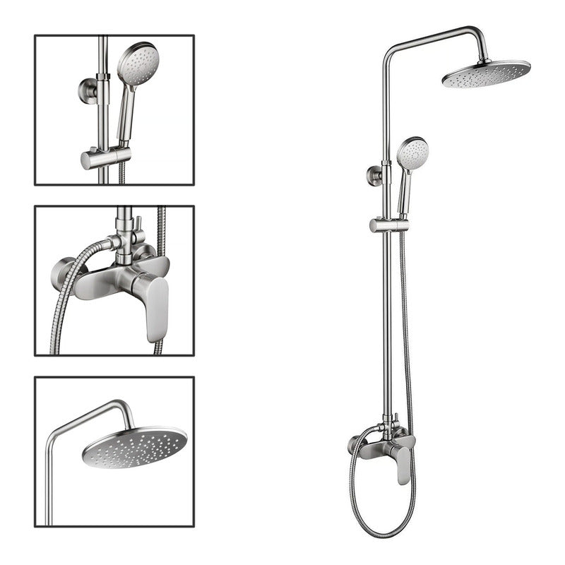 Columna De Ducha Acero Inoxidable Redondo 2 Salidas De Agua