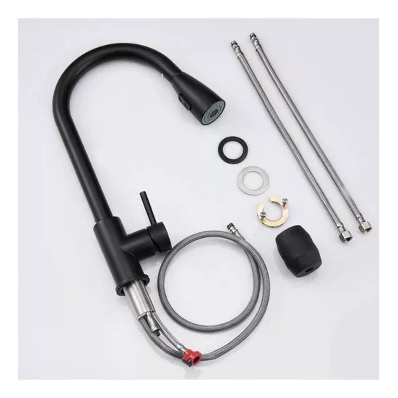 Llave Lavaplatos Extensible Griferia Monomando Cocina Negro