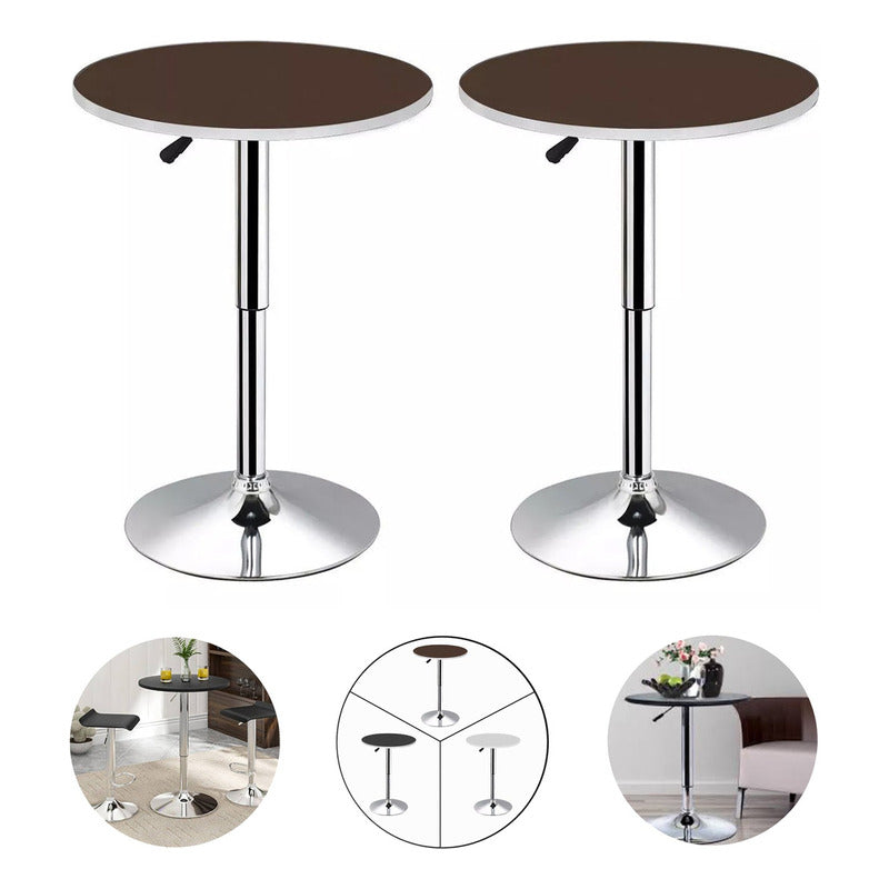 Pack 2 Mesa Bar Altura Ajustable 60x93cm Diámetro Comedor