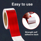 Cinta Reflectante Bicolor Plana Blanco Rojo 5cm X 25 Mts