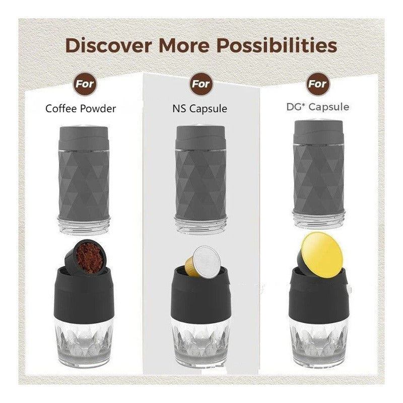 Maquina Cafe Espresso Portatil Manual 3 En 1 Capsulas