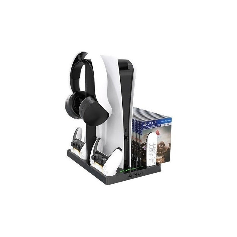 Soporte Base Ps5 Para 2 Dualsense Audifonos Con Ventilador