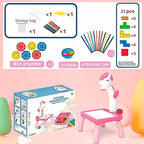 Mesa 2 En 1 Proyector Dibujo Didactica Juego Tetris Unicornio