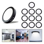 10 Foco Plafon Sobrepuesto Redondo 12w Luz Fria Borde Negro