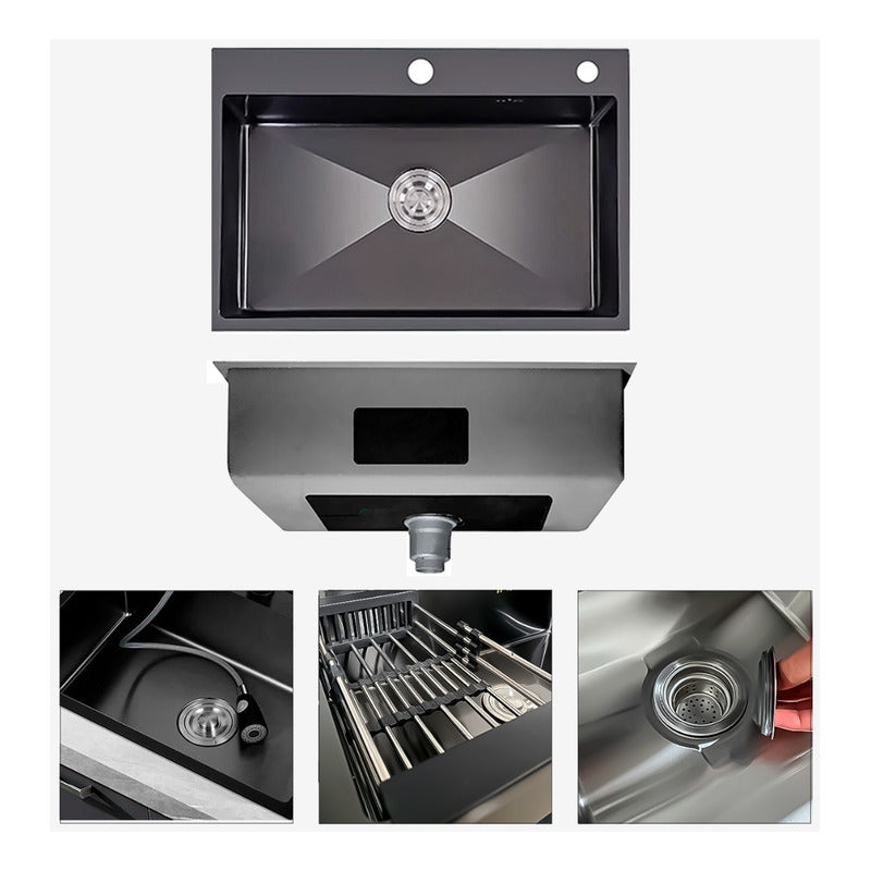 Lavaplatos Sobrecubierta Acero Inoxidable 60x45cm Con Accesorios