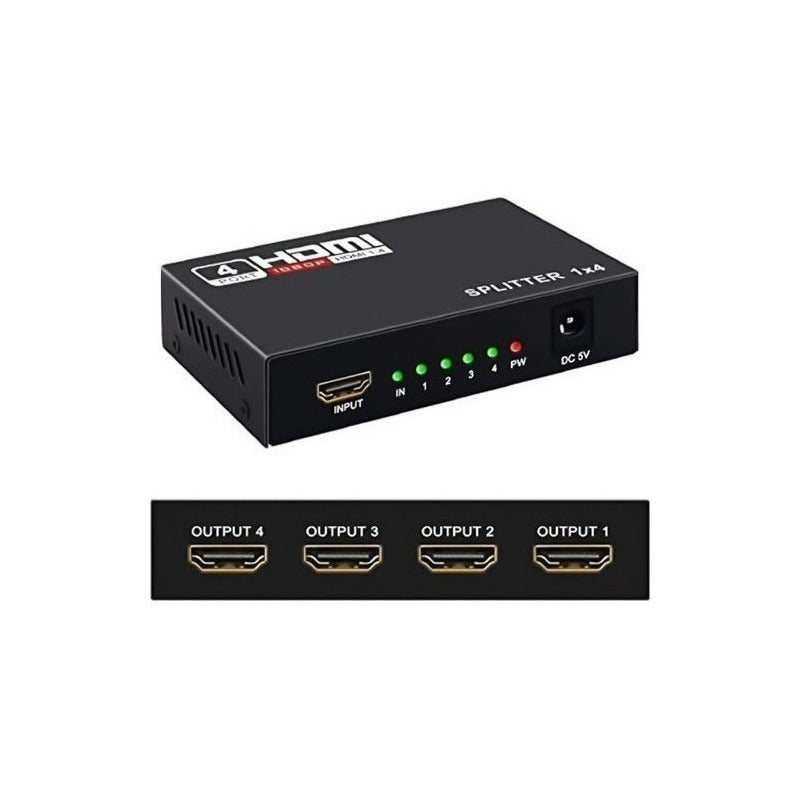 Splitter Hdmi 1x4 Full Hd 4k Y 2k Uhd Clonar Pantallas