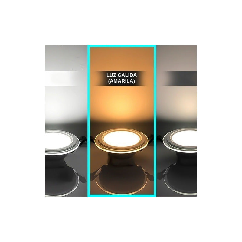 Pack 5 Foco Panel Plafon Led Embutido Redondo 18w Luz Calida