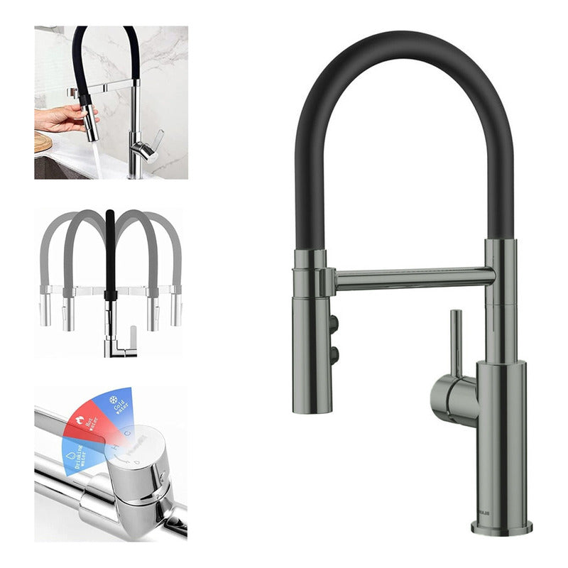 Llave Lavaplatos Grifo Diseño Moderno Cuello Flexible Acero