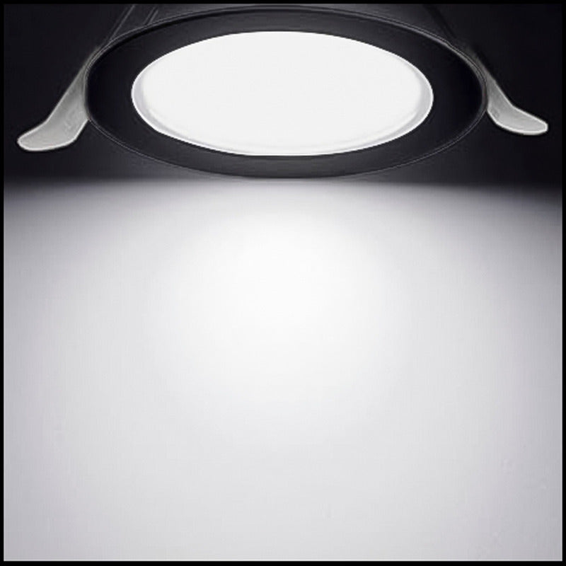 3 Foco Plafon Embutido Redondo 18w Luz Fria Borde Negro