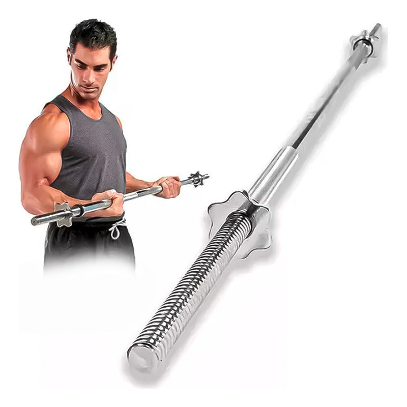 Barra Preolimpica 120cm Recta Cromada Gimnasio Fitness 4.5kg