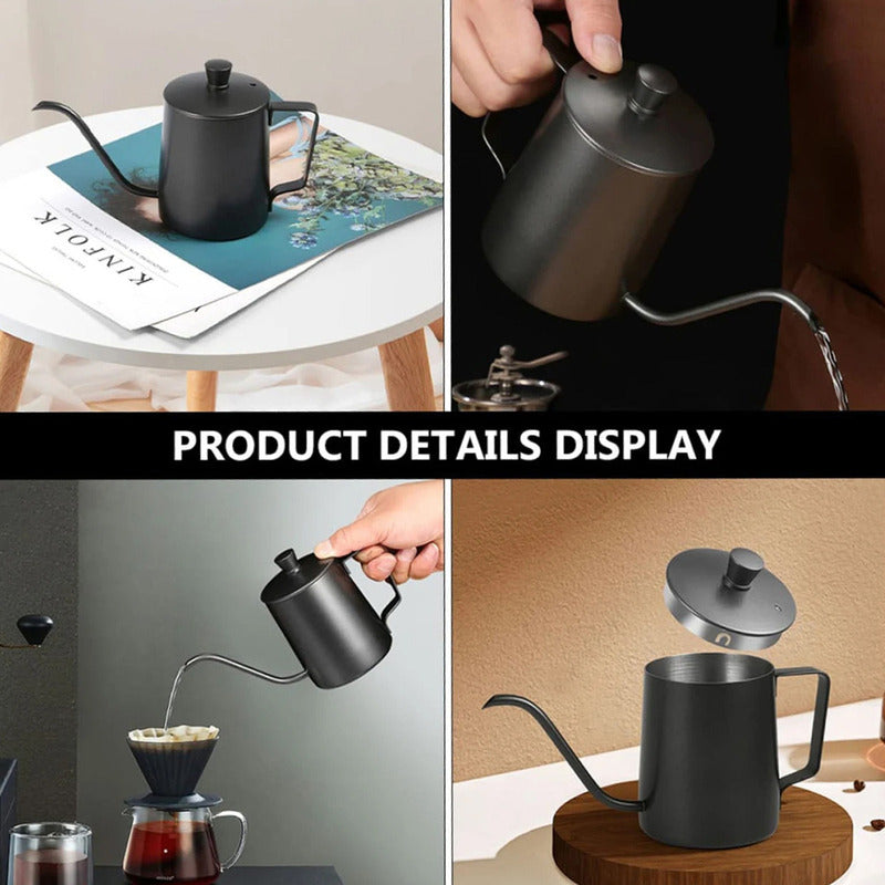 Tetera Cuello Cisne Negra 400 Ml Café Te De Acero Inoxidable