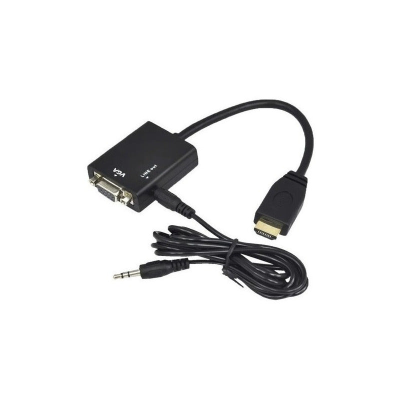 Adaptador Hdmi A Vga Audio 1080p Full Hd Con Cable Auxiliar