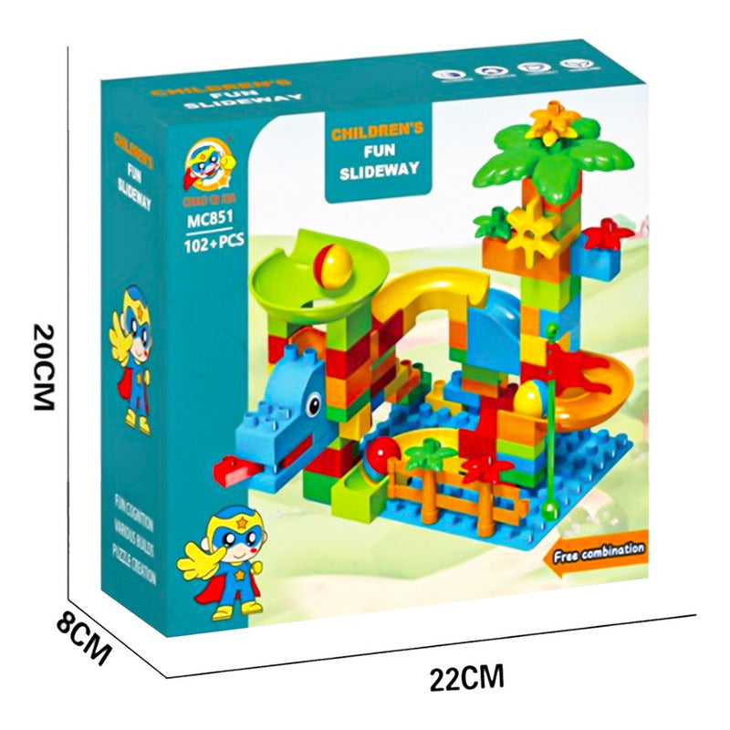 Juego Bloques Construccion Tobogan De Pelotas Didactico 102p