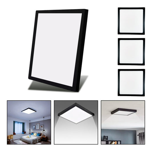 3 Panel Led 60x60cm Sobrepuesto Cuadrado 48w Luz Fría Negro
