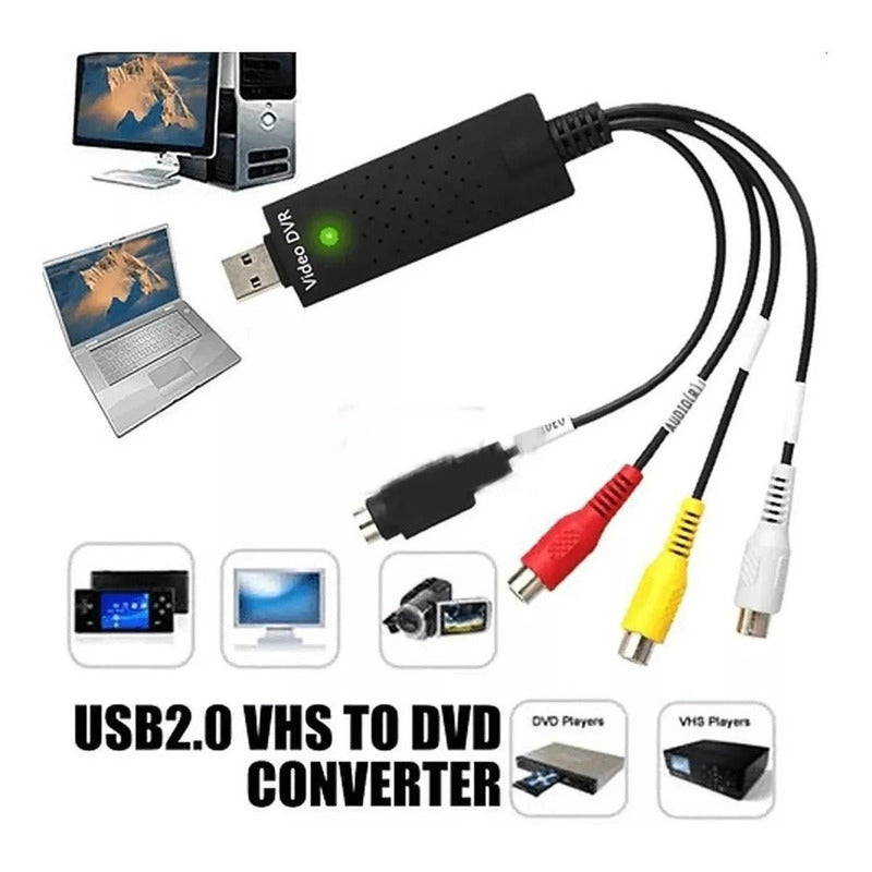 Capturadora Video Vhs De Rca A Usb 2.0 Video Y Audio Obs Vlc