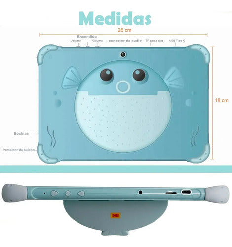 Tableta Infantil 10.1 Para Niños Wifi Kodak 4+64gb Dual Cam