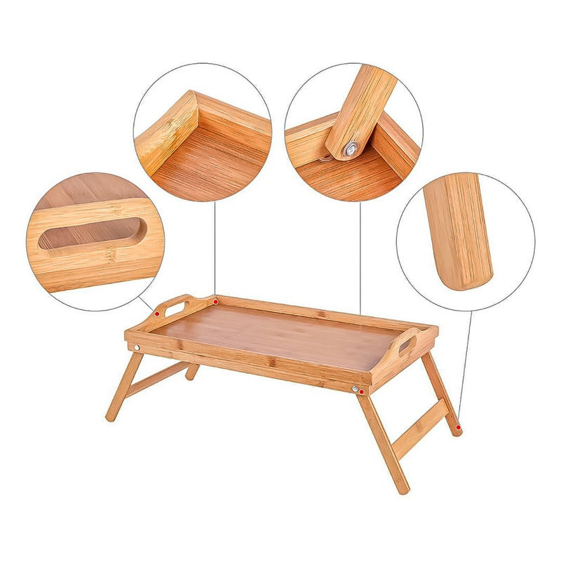 Bandeja Desayuno Cama Plegable Comida Notebook Mesa Madera