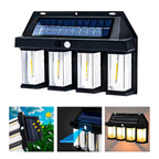 6 Farol Solar Aplique Pared 4 Led Sensor Movimiento L Cálida