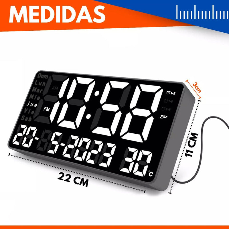 Reloj De Pared Digital Con Dia Fecha Hora y Led Blanca