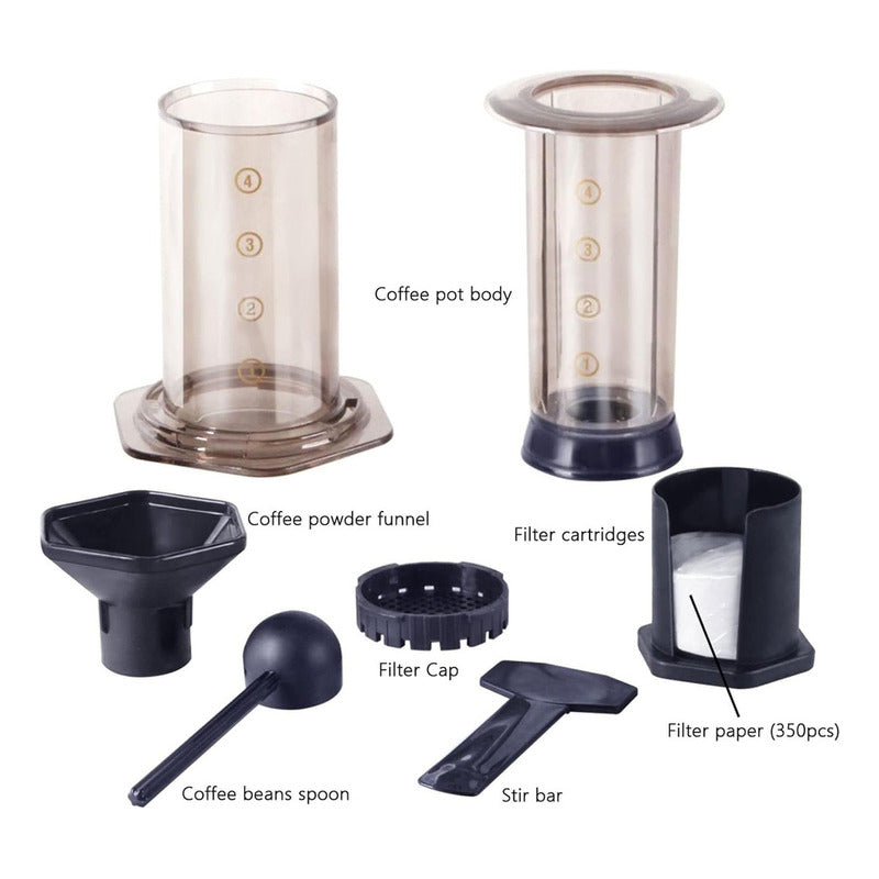 Cafetera Tipo Aeropress Portátil Con Filtros Manual Biancci