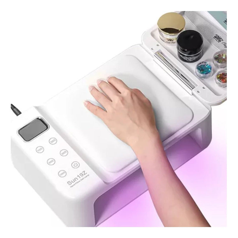 Lampara De Uñas Secadora Led De 350w Tactil Con Posa Mano