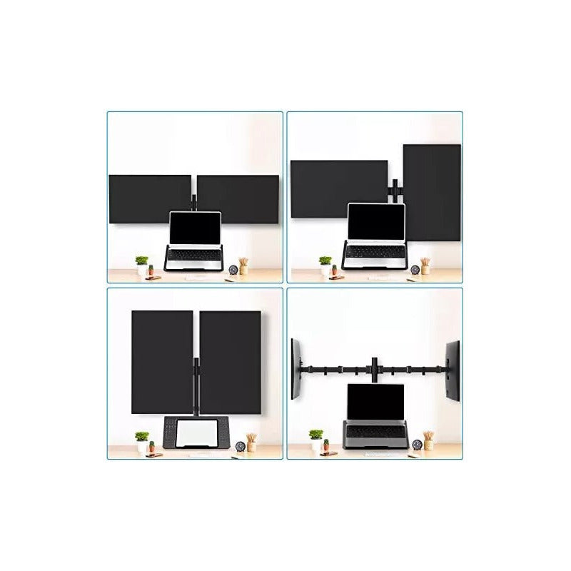 Soporte Escritorio Monitor Notebook Triple 10 a 32 Pulgadas Con Brazo