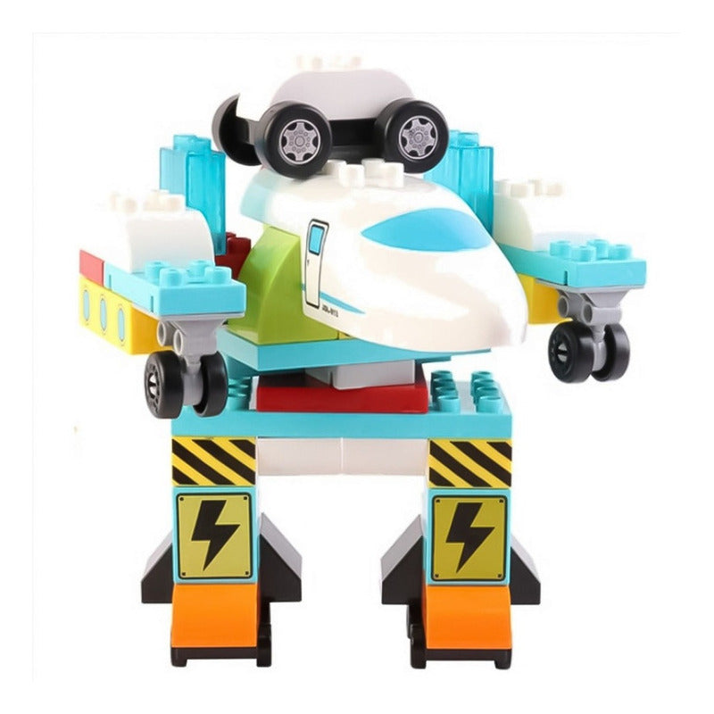 Set De Construccion Bloques Tren Y Robot 71 Piezas Niños