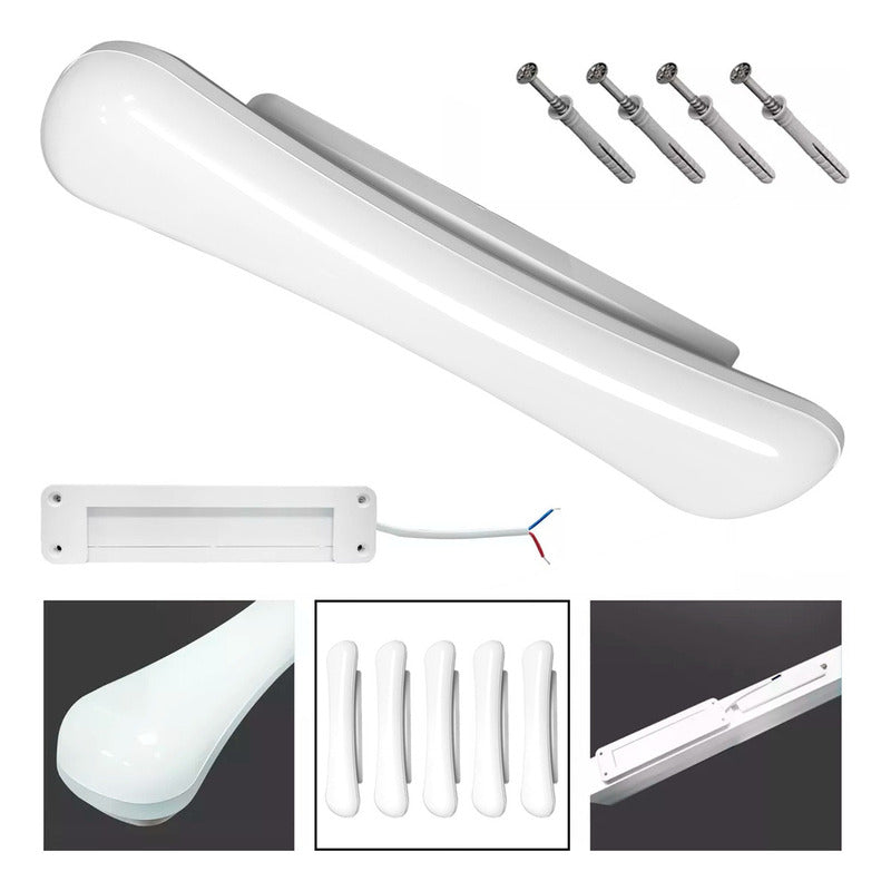 Pack 5 Tubo Led Foco 24w Techo Luz Fria Curvo 60cm Aspor