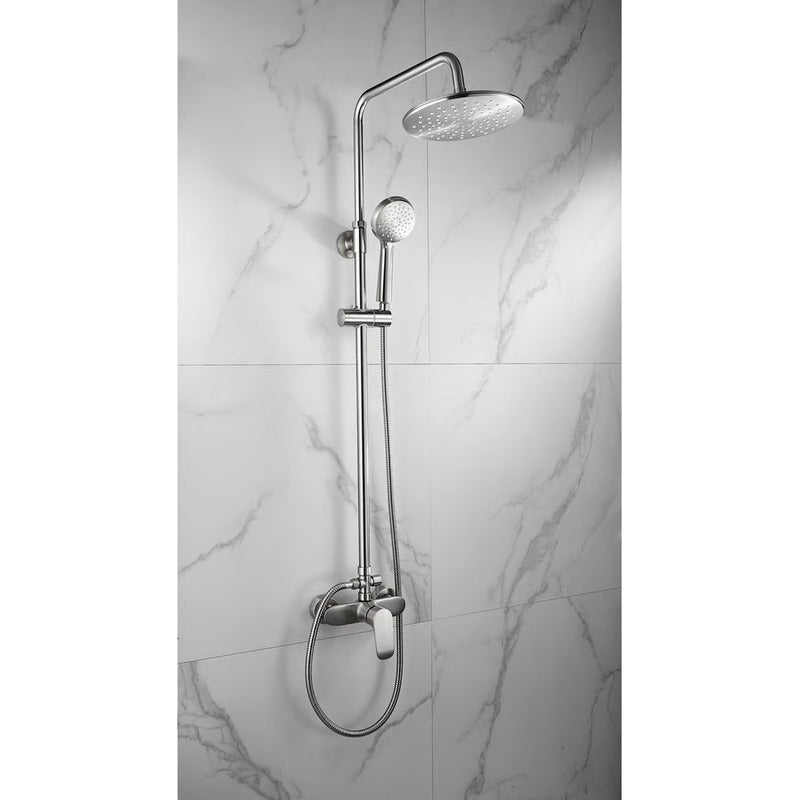 Columna De Ducha Acero Inoxidable Redondo 2 Salidas De Agua