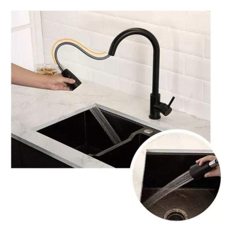 Llave Lavaplatos Extensible Griferia Monomando Cocina Negro