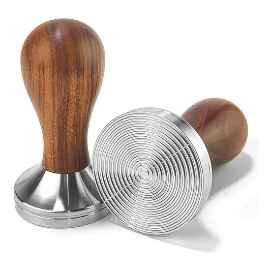 Tamper Acero Madera Para Cafetera Espresso 52mm Barista Cafe